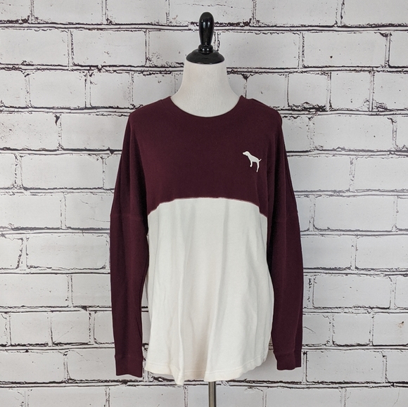 PINK Victoria's Secret Tops - {PINK Victoria's Secret} Maroon Varsity Sweatshirt